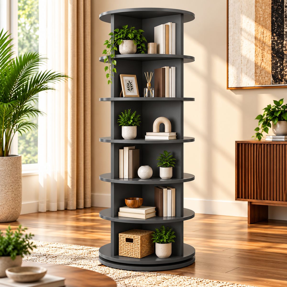 Modern  Rotating Corner Shelf Unit