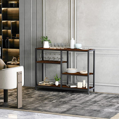 furduzz Console Table -41 Inch Narrow Entryway Table with 3-Tier Shelves, Industrial Sofa Table for Living Room,Front Hall, Hallway,Dinning Room,Kitchen, Bedroom,Coffee Bar,Rustic Brown Foyer Table