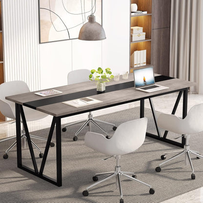 Tribesigns 6FT Conference Table, 70.8W x 31.5D inch Meeting Seminar Table for Office Conference Room, Modern Rectangular Training Table Boardroom Desk with Metal Frame (Grey)