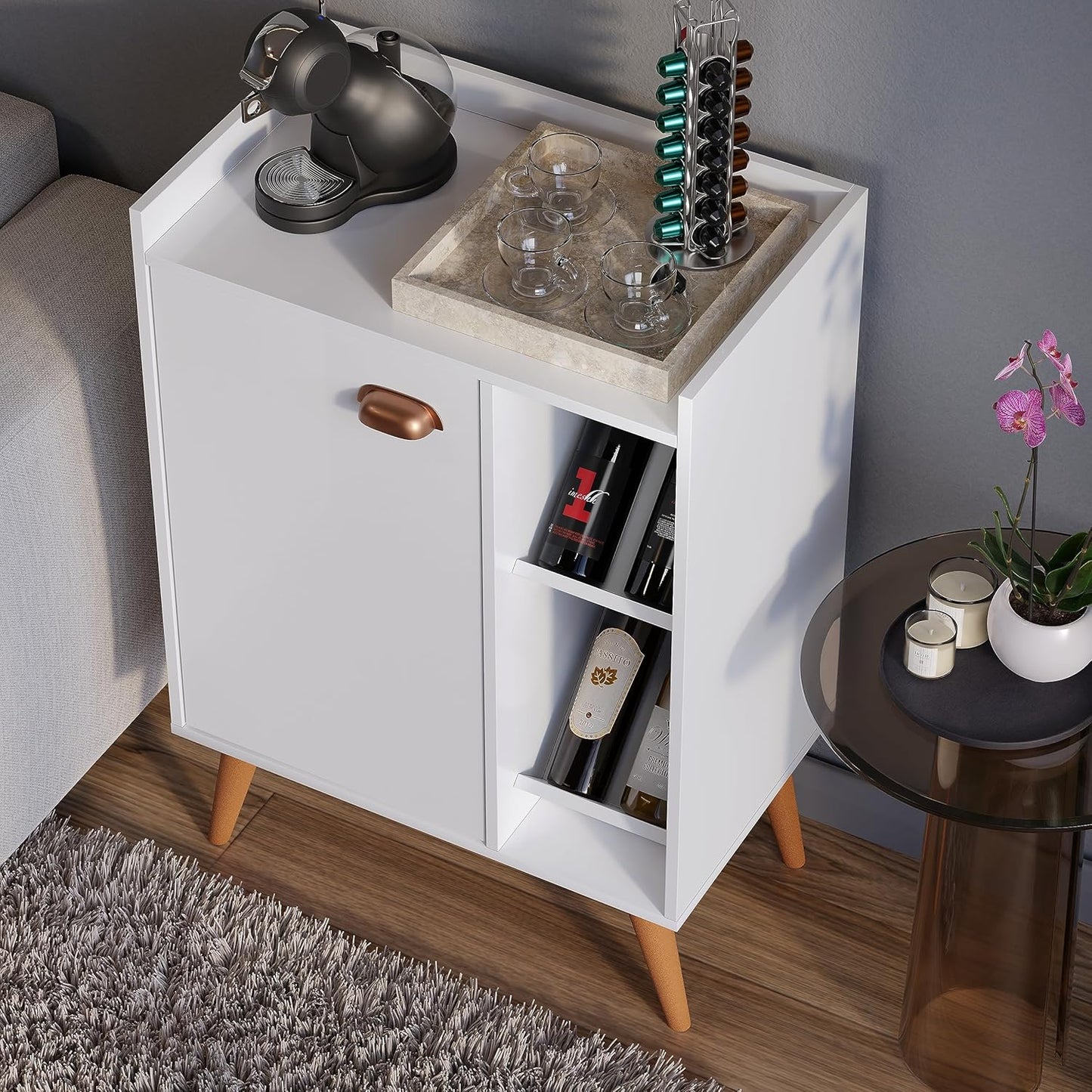 Gaio Marcas e Patentes Cafe Corner Sideboard Buffet Refinement Aurora - White