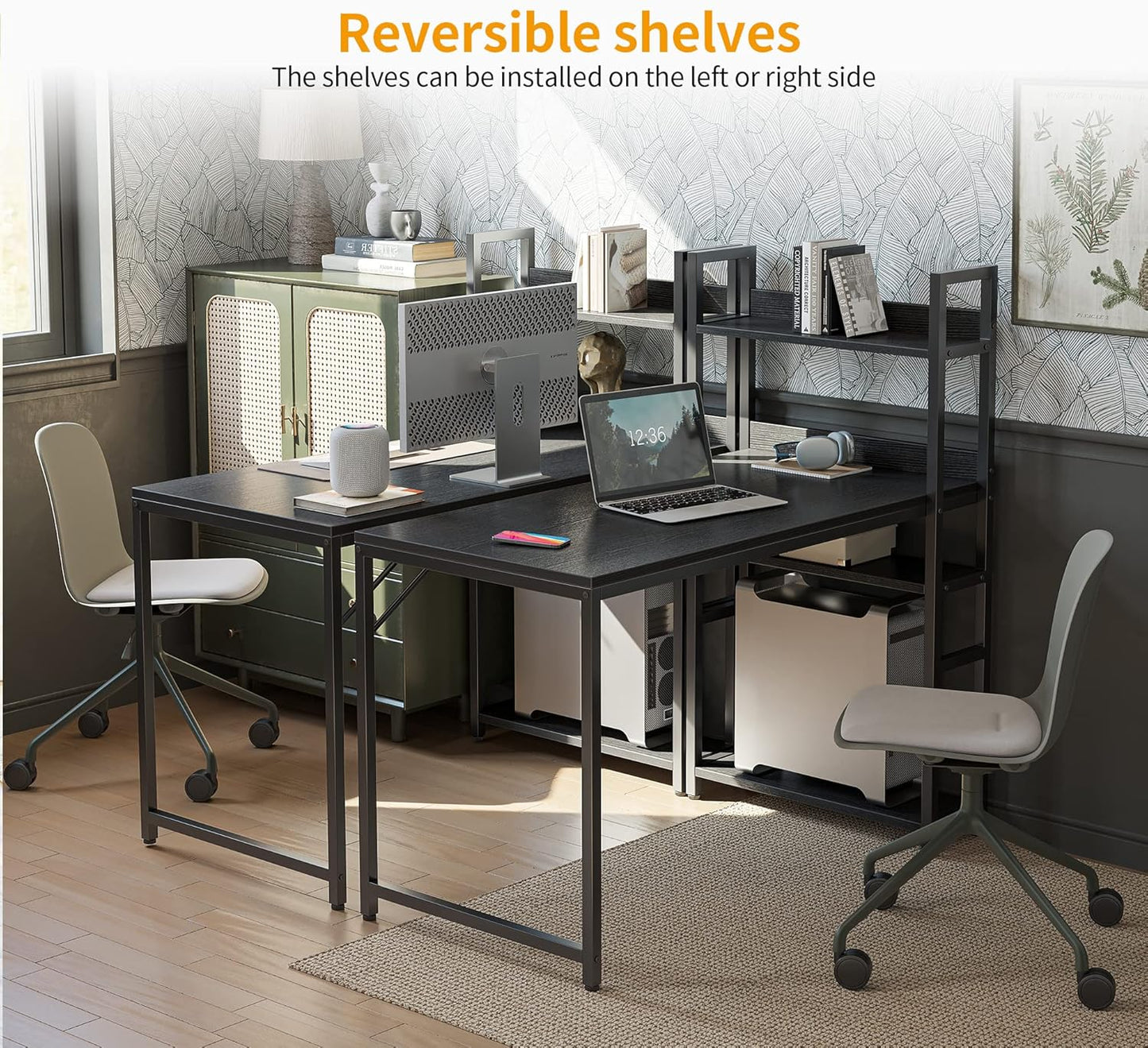 CubiCubi Computer Desk 40 inch with Storage Shelves Study Writing Table for Home Office,Modern Simple Style