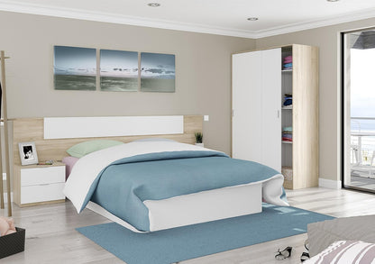Dmora Wardrobe with Two Sliding Doors and Three Shelves, Oak and Glossy White, cm 120 x 50 x h200, Length 120 cm