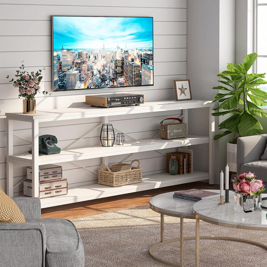 Tribesigns 71" Sofa Tables,Extra Long Couch Table, Narrow Long Console Table, Entryway Table,Sofa Table with 3 Tiers Storage Shelves