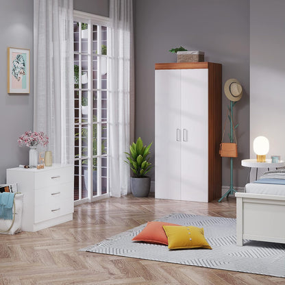 Panana Wooden 2 Door Wardrobes with 3 Chest of Drawer Unit for Bedroom Furniture
