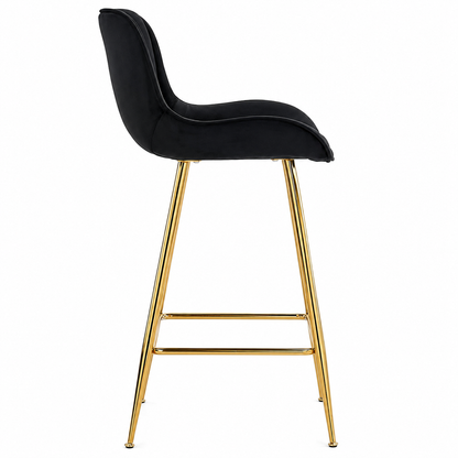 Modern Upholstered Bar Stool with Gold Legs