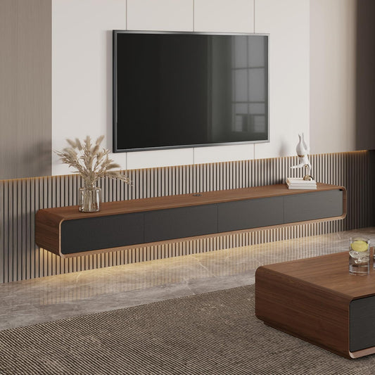 POVISON TV Cabinet Hanging Wooden TV Lowboard for Living Room, TV Lowboard 200 cm Modern Floating on the Wall with 3 Drawers, Solid Wood, Oak, Fully Assembled