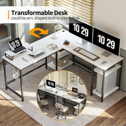 CubiCubi L Shaped Desk White