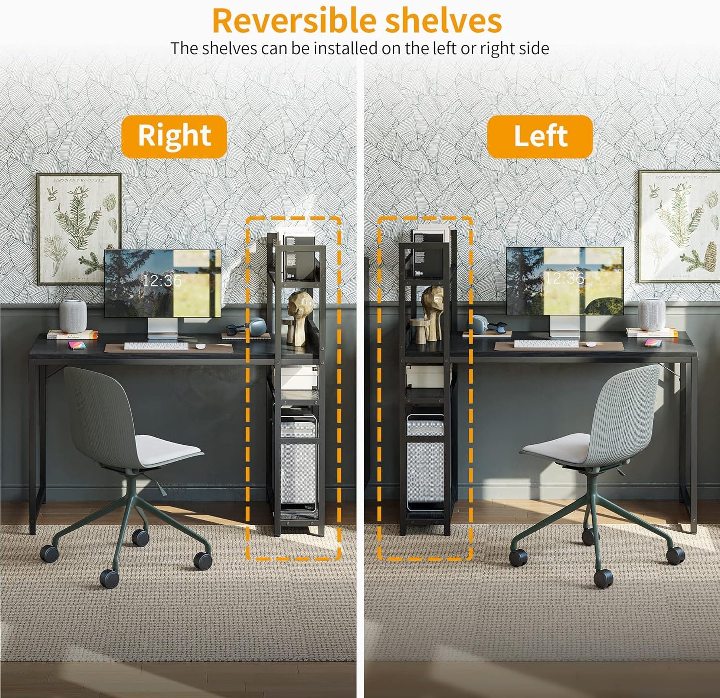 CubiCubi Computer Desk 40 inch with Storage Shelves Study Writing Table for Home Office,Modern Simple Style