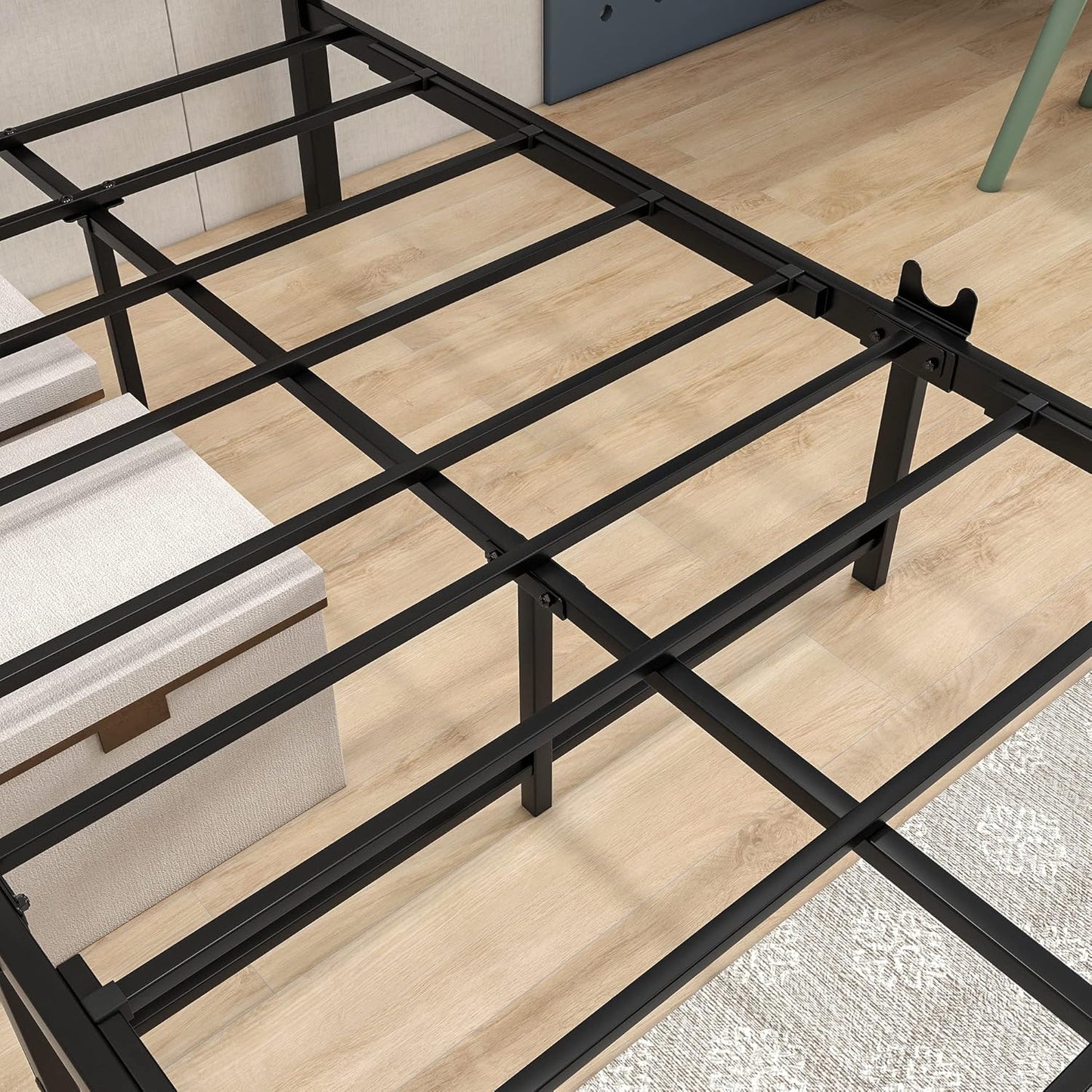 BOFENG 3ft Single Bed Frames Solid Bedstead Base with Wood Headboard,Heavy Duty Metal Platform Bed Frame No Box Spring Needed,Mattress Base/Metal Slat Support/Underbed Storage Space/Rustic Brown
