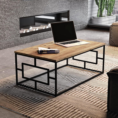 Yurupa Coffee Table,Living Room Table,Side Table,Coffee Table,Sofa Table,Easy Assembly,Metal,Industrial Design,Vintage,Wood Look,For Living Room,Balcony, Office,Home,Bedroom,VG12-A