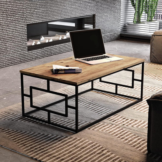 Yurupa Coffee Table,Living Room Table,Side Table,Coffee Table,Sofa Table,Easy Assembly,Metal,Industrial Design,Vintage,Wood Look,For Living Room,Balcony, Office,Home,Bedroom,VG12-A