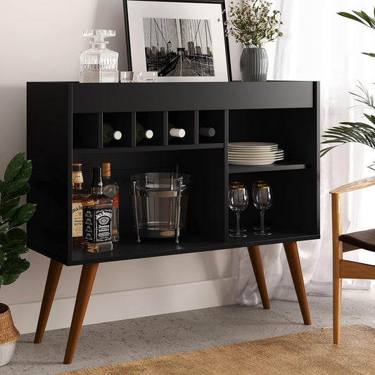 Quality Móveis Sideboard Buffet New Odin Wine Bar Black - Furniture
