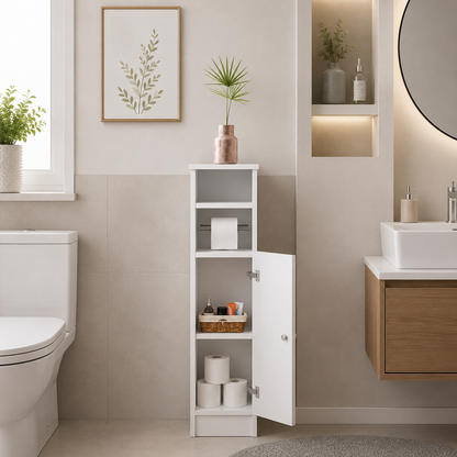 Enga Bathroom Cabinet with Door Compartments, White