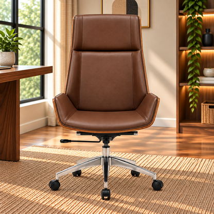 Modern High-Back Executive Office Chair with Adjustable Seat