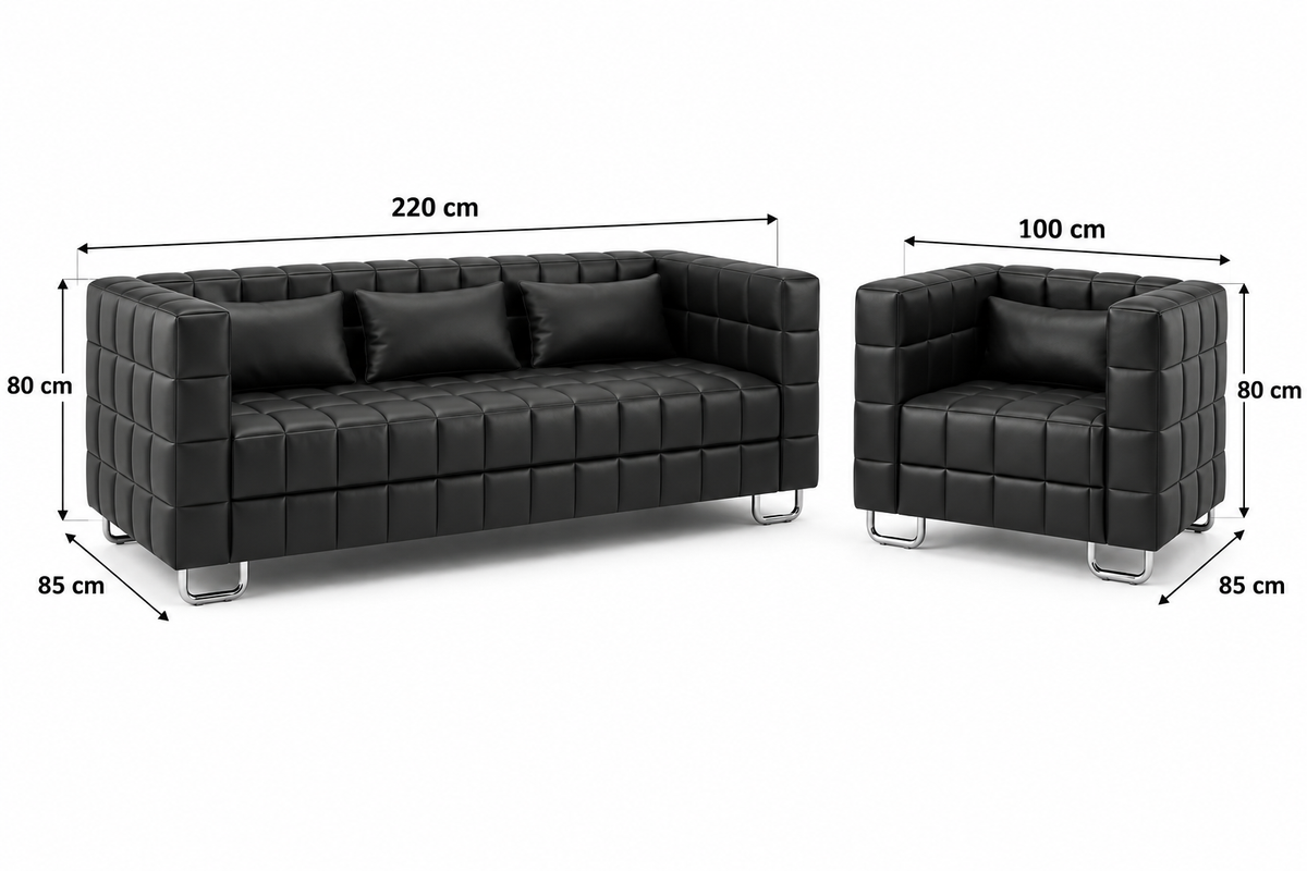 Modern Tufted 3-Seater Sofa and Armchair Set