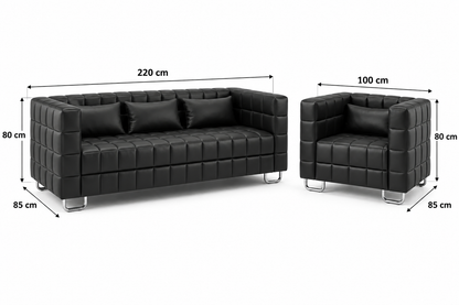 Modern Tufted 3-Seater Sofa and Armchair Set