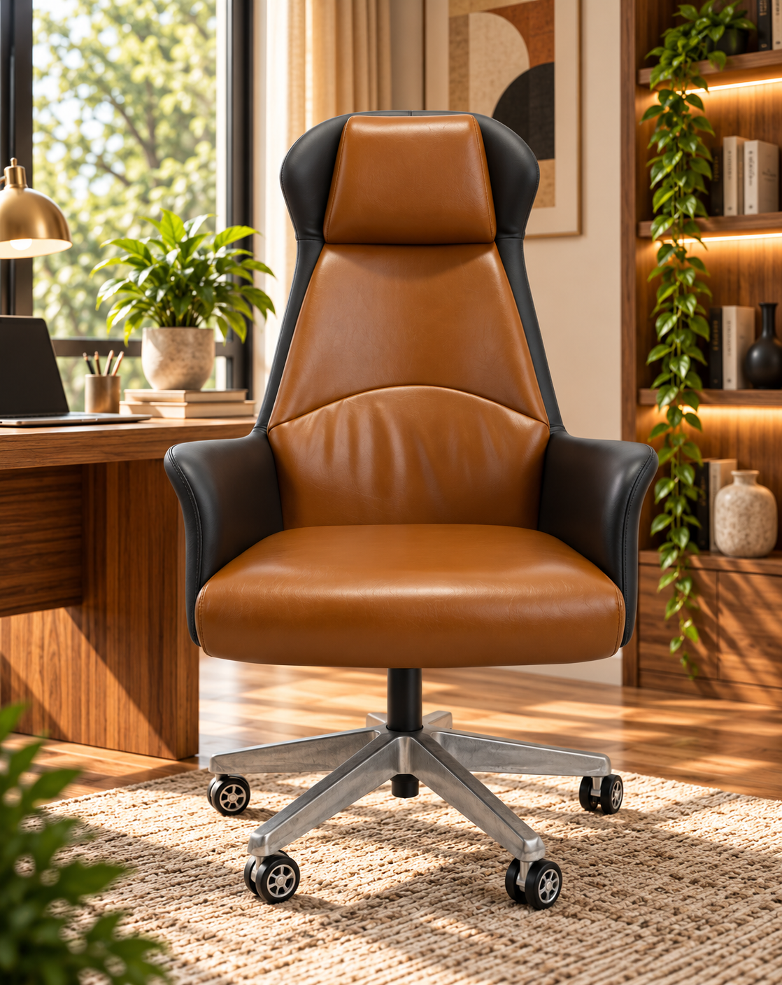 Executive High-Back Office Chair with Winged Headrest