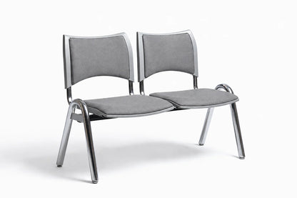 Modern 2-Seater Waiting Room Bench with Padded Seats & Chrome Frame