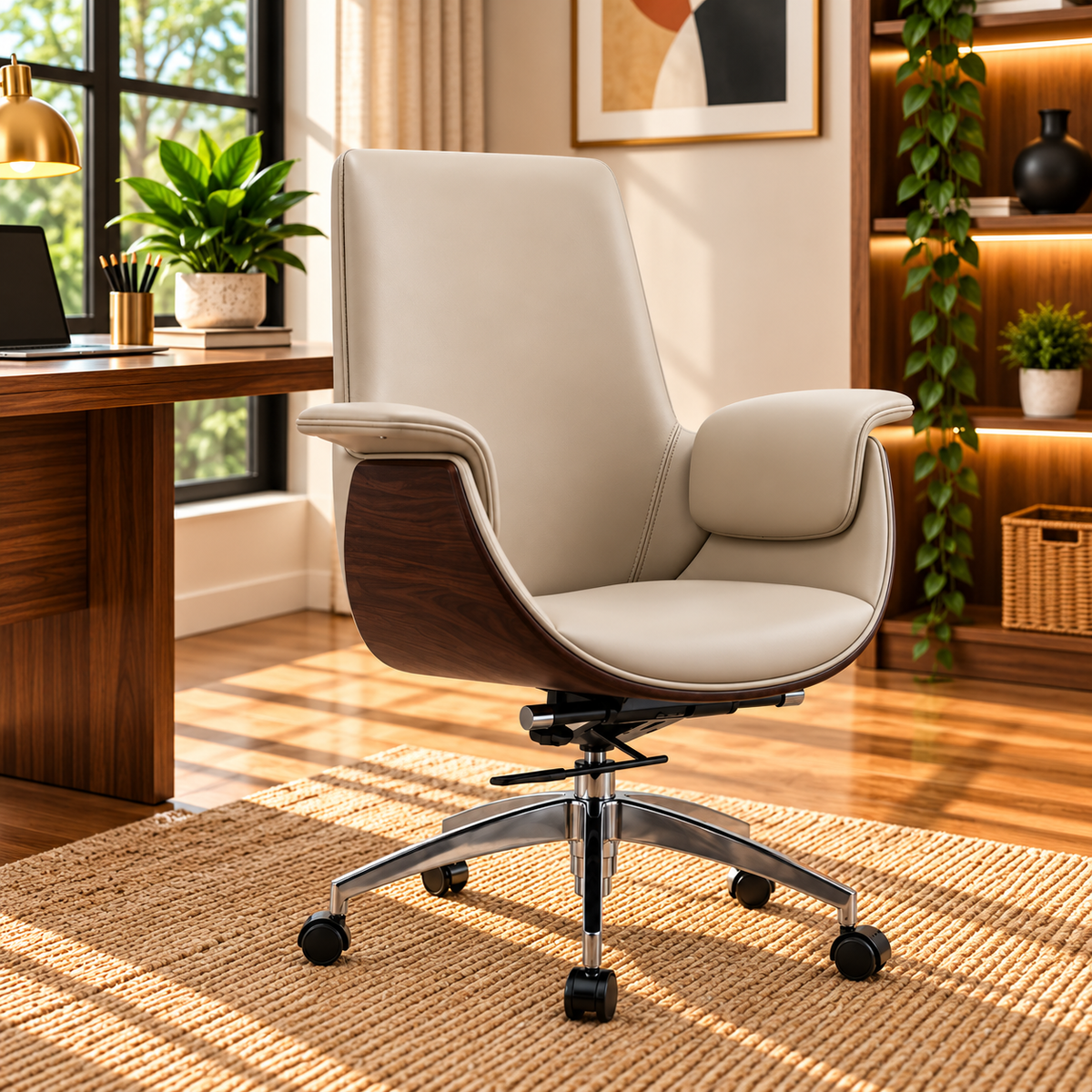 Modern Executive Office Chair with Padded Armrests