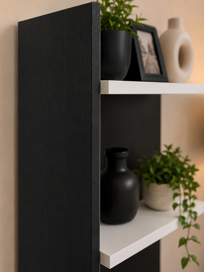Wooden Storage Unit with Shelves - Black and White, Size 45 x 170 cm