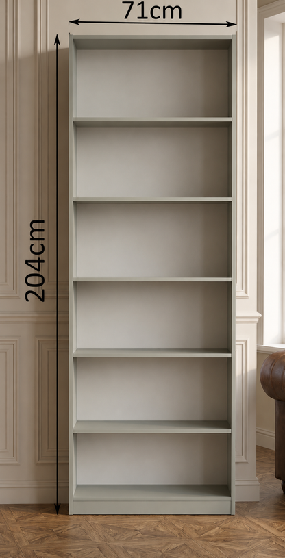6-Tier Open Bookshelf – Modern Tall Bookcase Display Storage Shelf for Home & Office, Gray