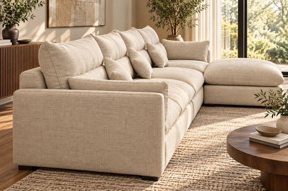 Modern Beige L-Shaped Sectional Sofa