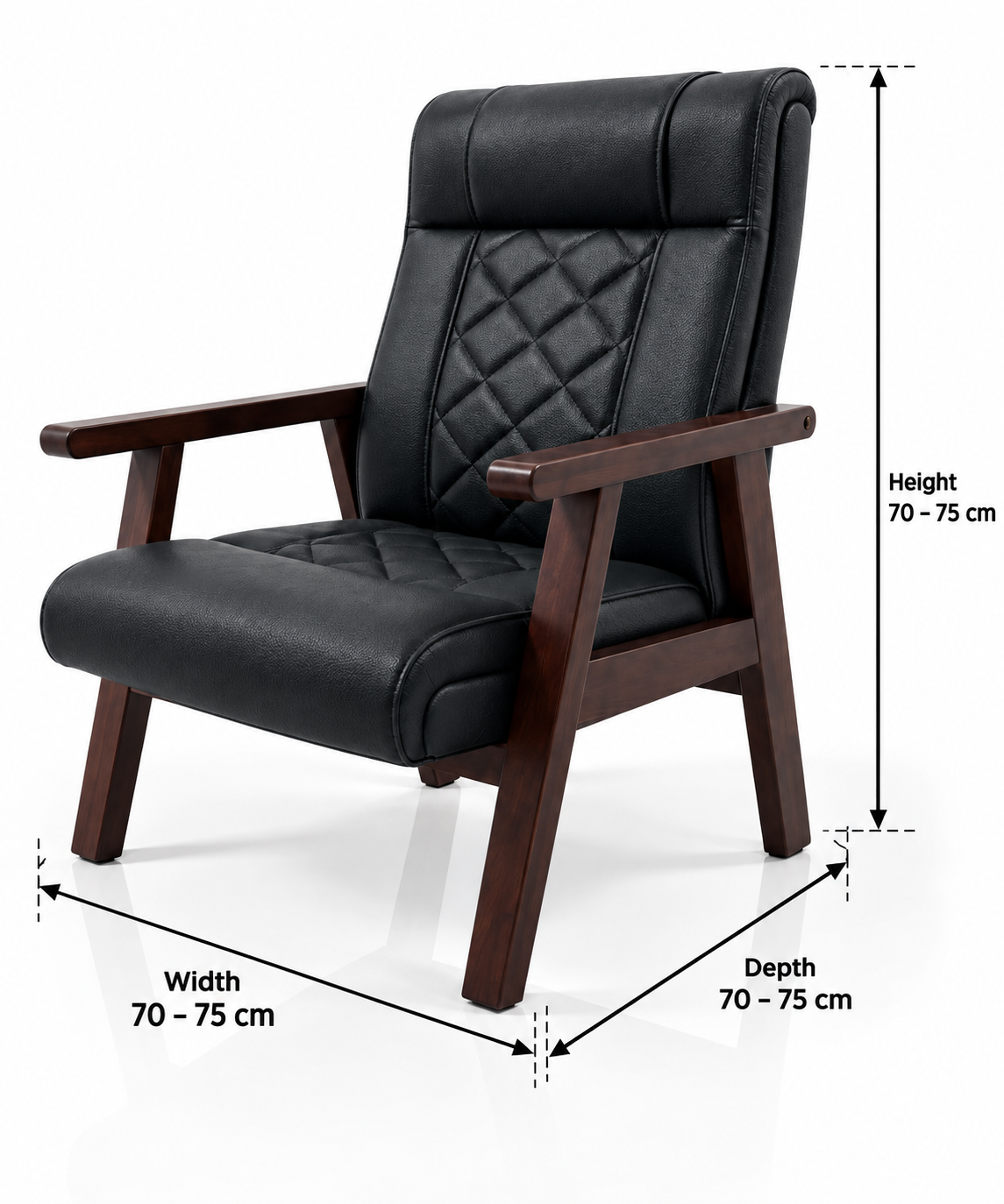 Modern Leather Armchair with Wooden Frame