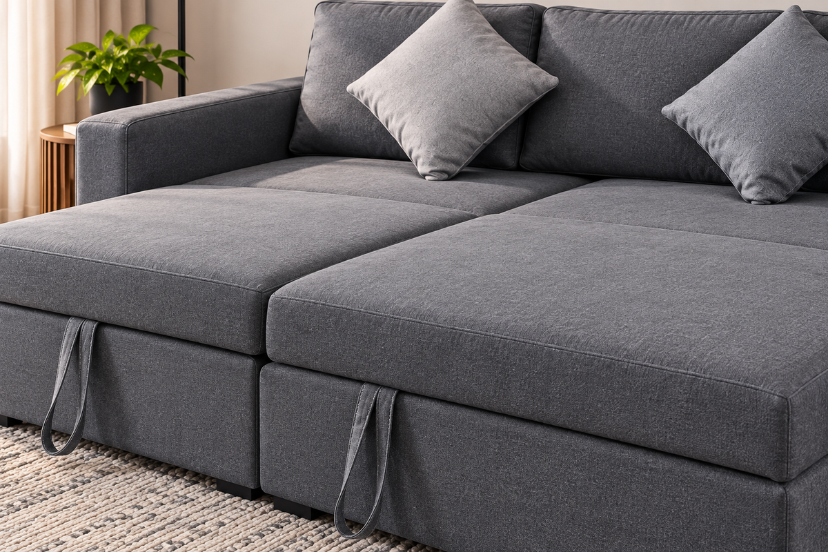 Modern Gray Sofa Bed with Chaise