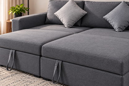 Modern Gray Sofa Bed with Chaise