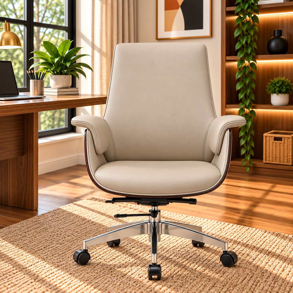 Modern Executive Office Chair with Padded Armrests