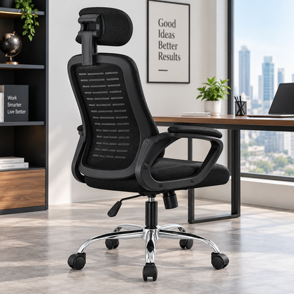 Modern Ergonomic Mesh Office Chair with Adjustable Headrest