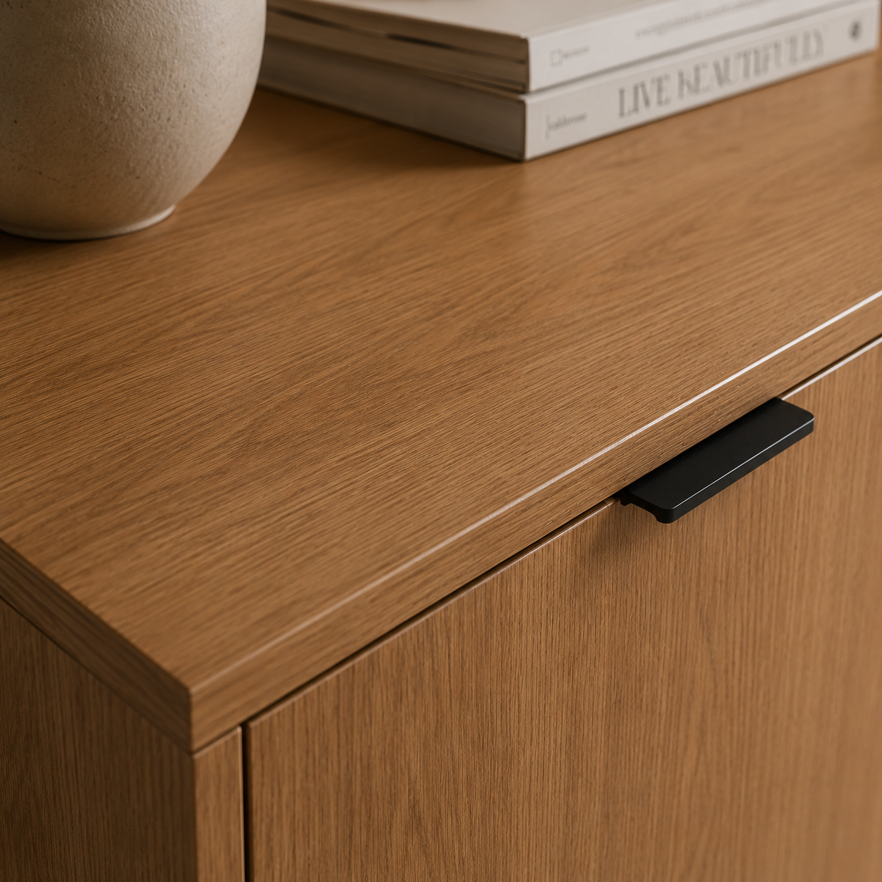 Contemporary Style Sideboard with Wood Grain Sticker