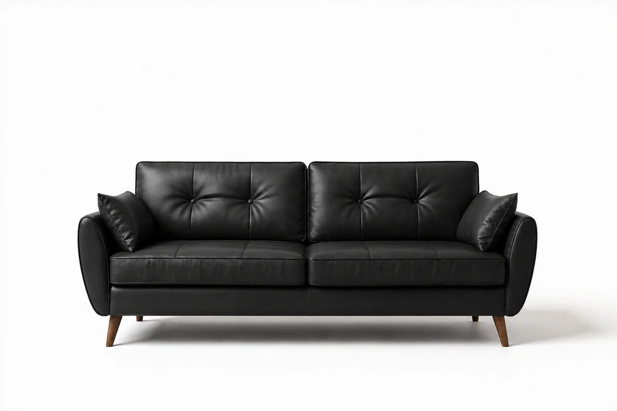 Modern 2-Seater Sofa with Button-Tufted Cushions & Side Pillows