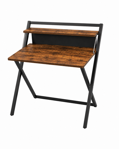 CubiCubi Small Folding Computer Desk 30 Inch with Shelf and Storage Bag, No Assembly Required, Home