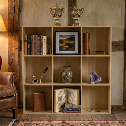 Vida Designs Durham Cube Bookcase Storage Organiser Living Room Bookshelf Home Office Furniture (9 Cube, Oak)