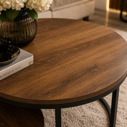 Modern Round Nesting Coffee Tables – 2-Piece Set
