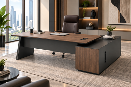 Modern L-Shaped Manager Office Desk with Side Storage