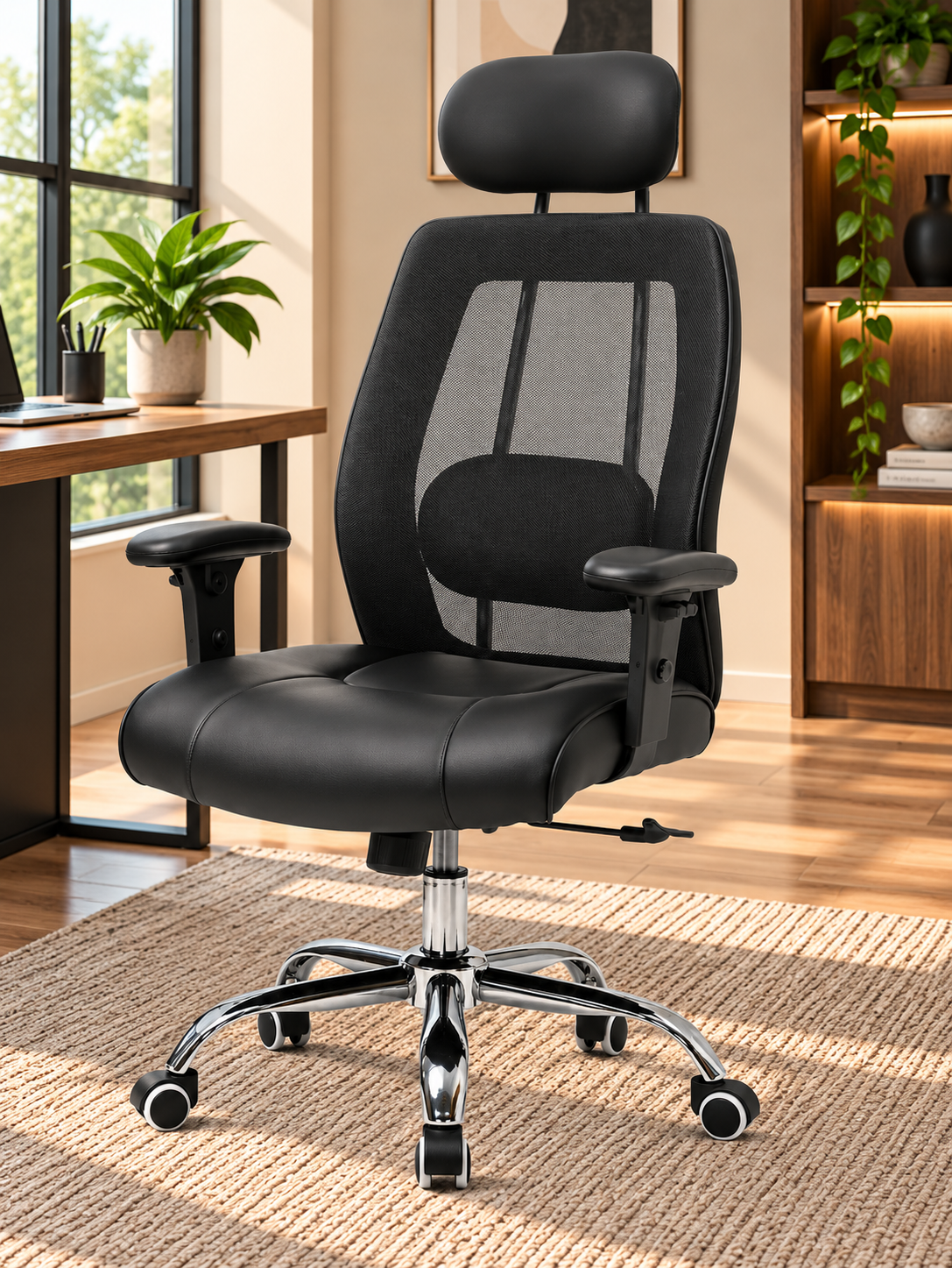 Ergonomic Mesh Office Chair with Adjustable Headrest & Lumbar Support