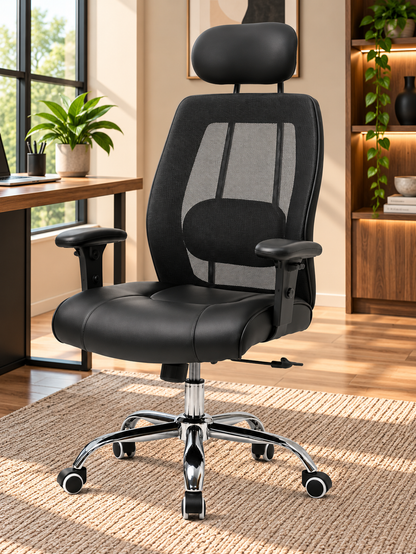 Ergonomic Mesh Office Chair with Adjustable Headrest & Lumbar Support