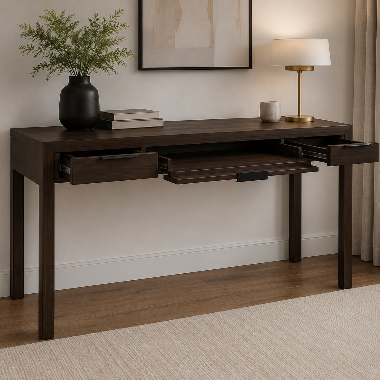 Hollander Solid Wooden Office Desk with 2 Drawers