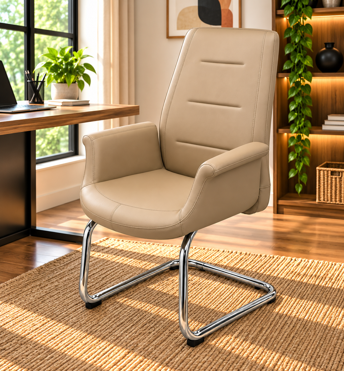 Modern Black Padded Visitor Chair