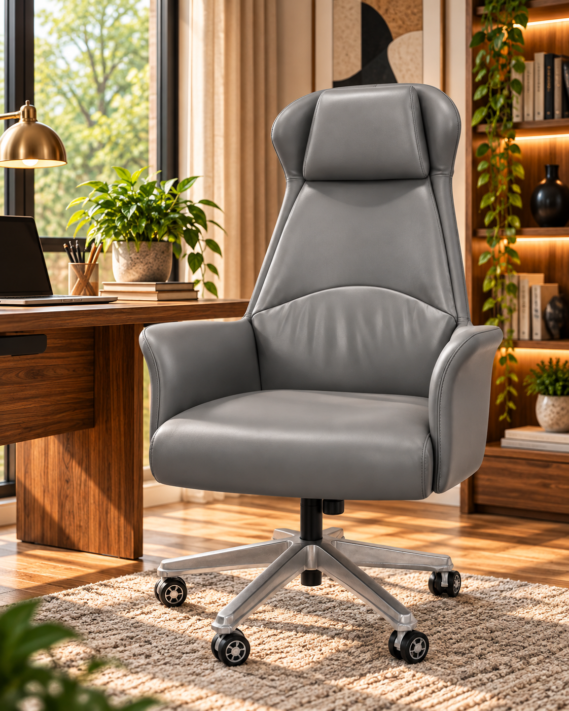 Executive High-Back Office Chair with Winged Headrest