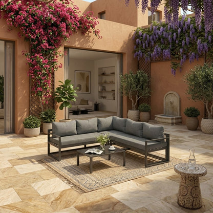 Modern Outdoor L-Shaped Patio Sofa Set with Coffee Table