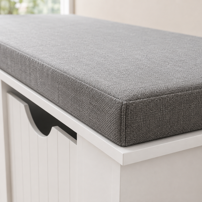 Storage Bench with 3 Drawers & Removable Seat Cushion, White