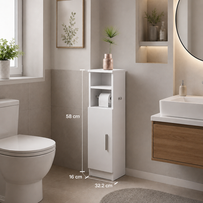 Enga Bathroom Cabinet with Door Compartments, White