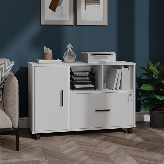 Panana Office File Cabinet with Lock (White)