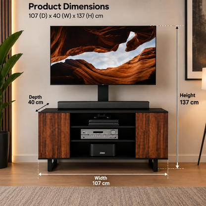 Modern Mid-Century TV Stand with Sliding Doors