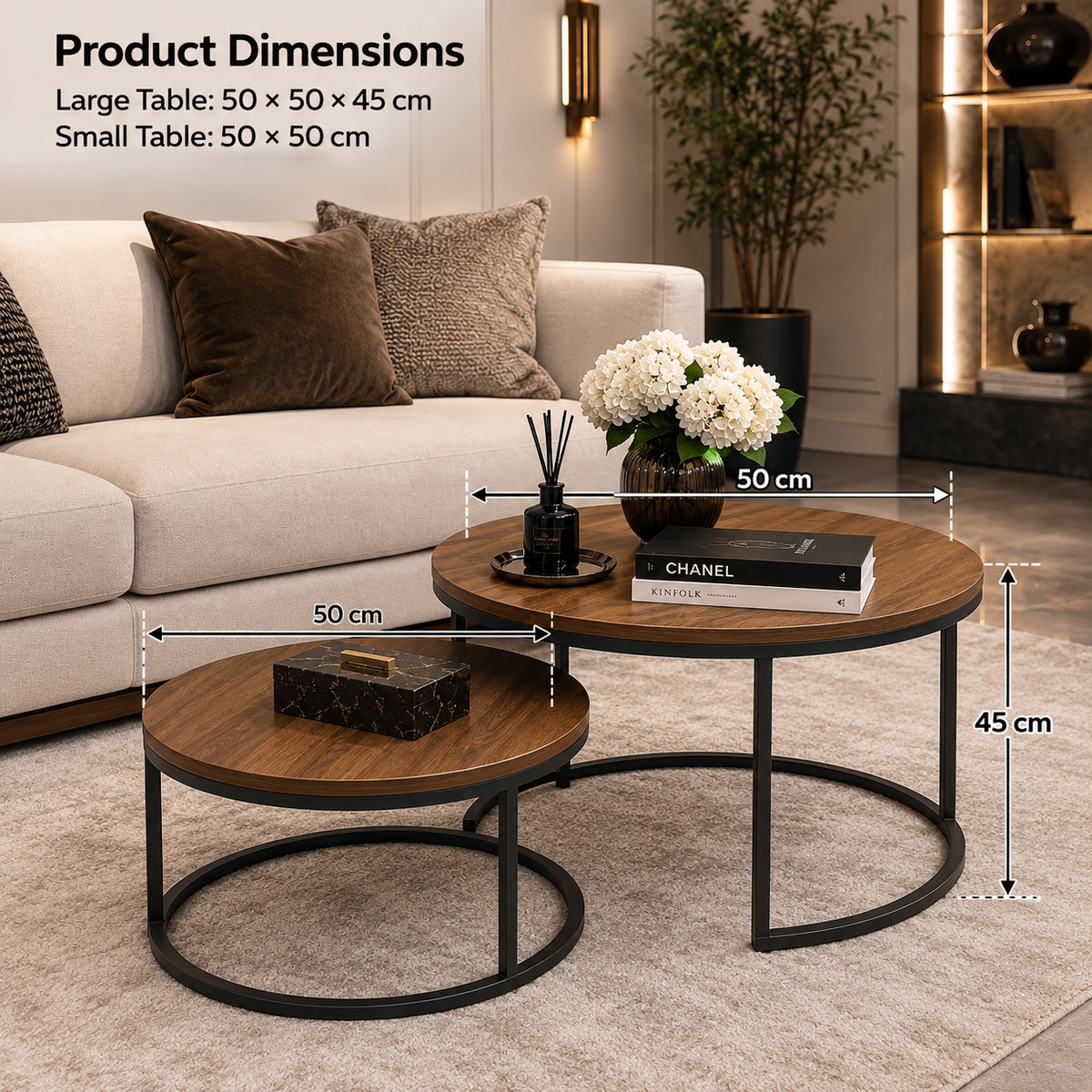 Modern Round Nesting Coffee Tables – 2-Piece Set
