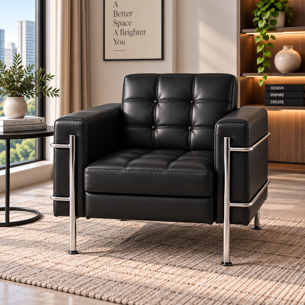 Modern Tufted Leather Armchair