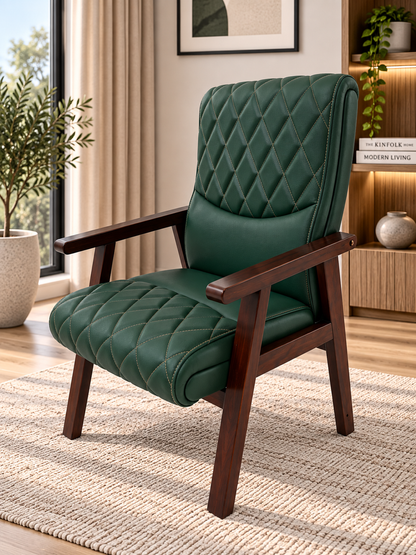 Modern Quilted Leather Accent Armchair